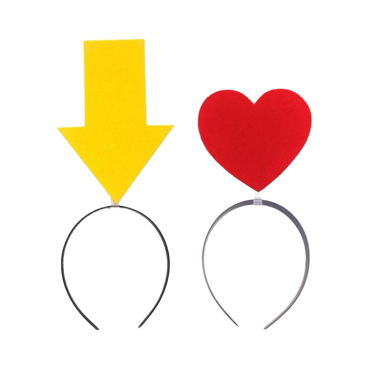 2X Cupid Yellow Arrow & Red Heart Headbands for Fun Costume Accessories