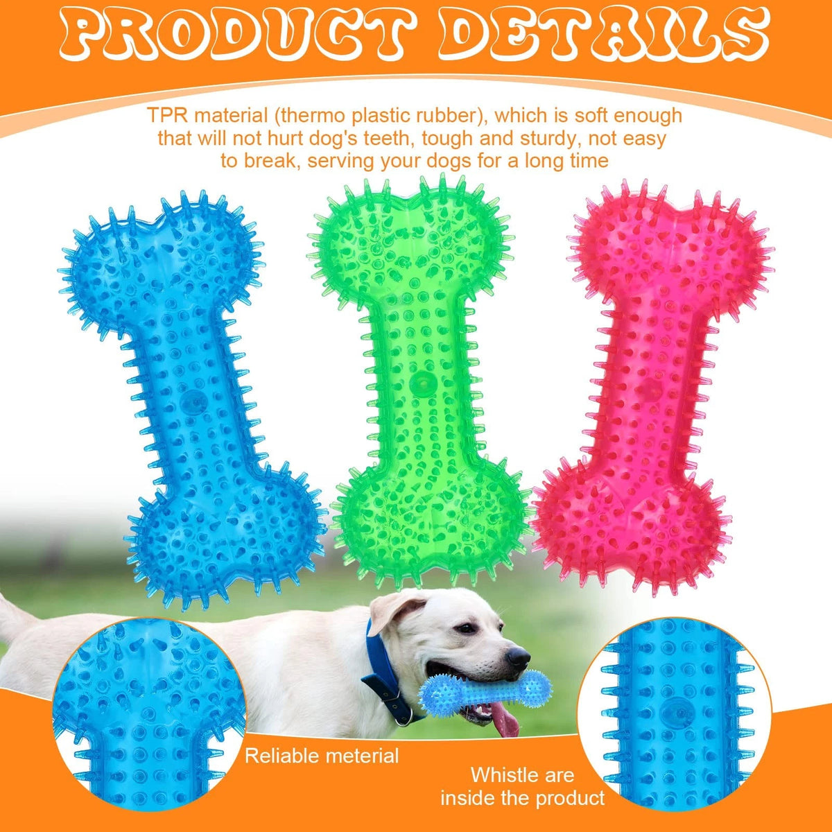 16 Pcs Dog Squeaky Toys Set for Dogs - Spiky, Donut, Bone, Teething