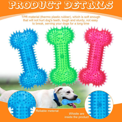 16 Pcs Dog Squeaky Toys Set for Dogs - Spiky, Donut, Bone, Teething
