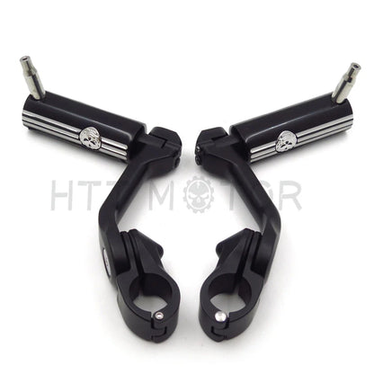 1.25" Adjustable Highway Long Mount Skull Footpeg for Harley Touring (2014–2023)