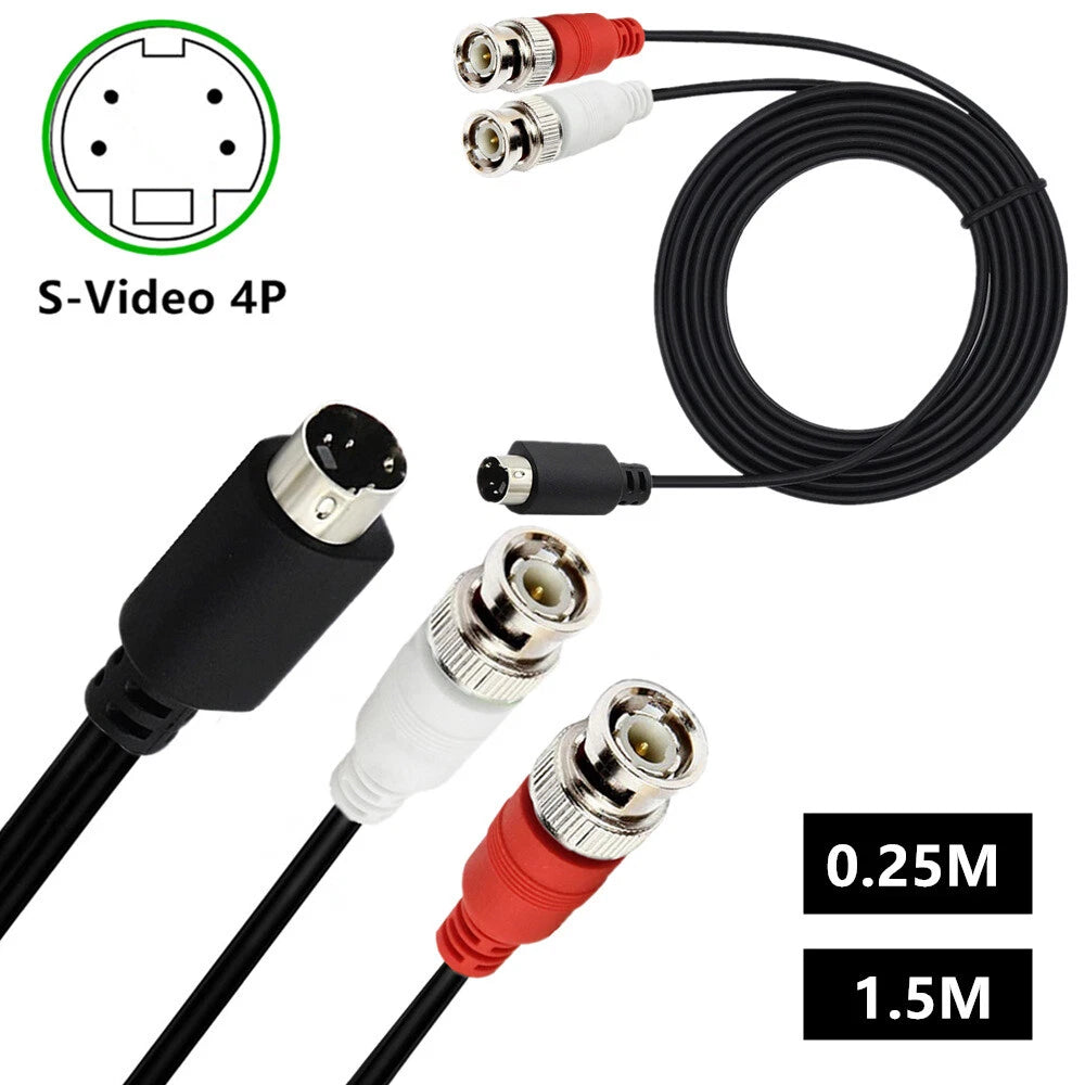 2X S-Video Y Splitter Cable 4Pin SVHS Male to Dual BNC Male Adapter