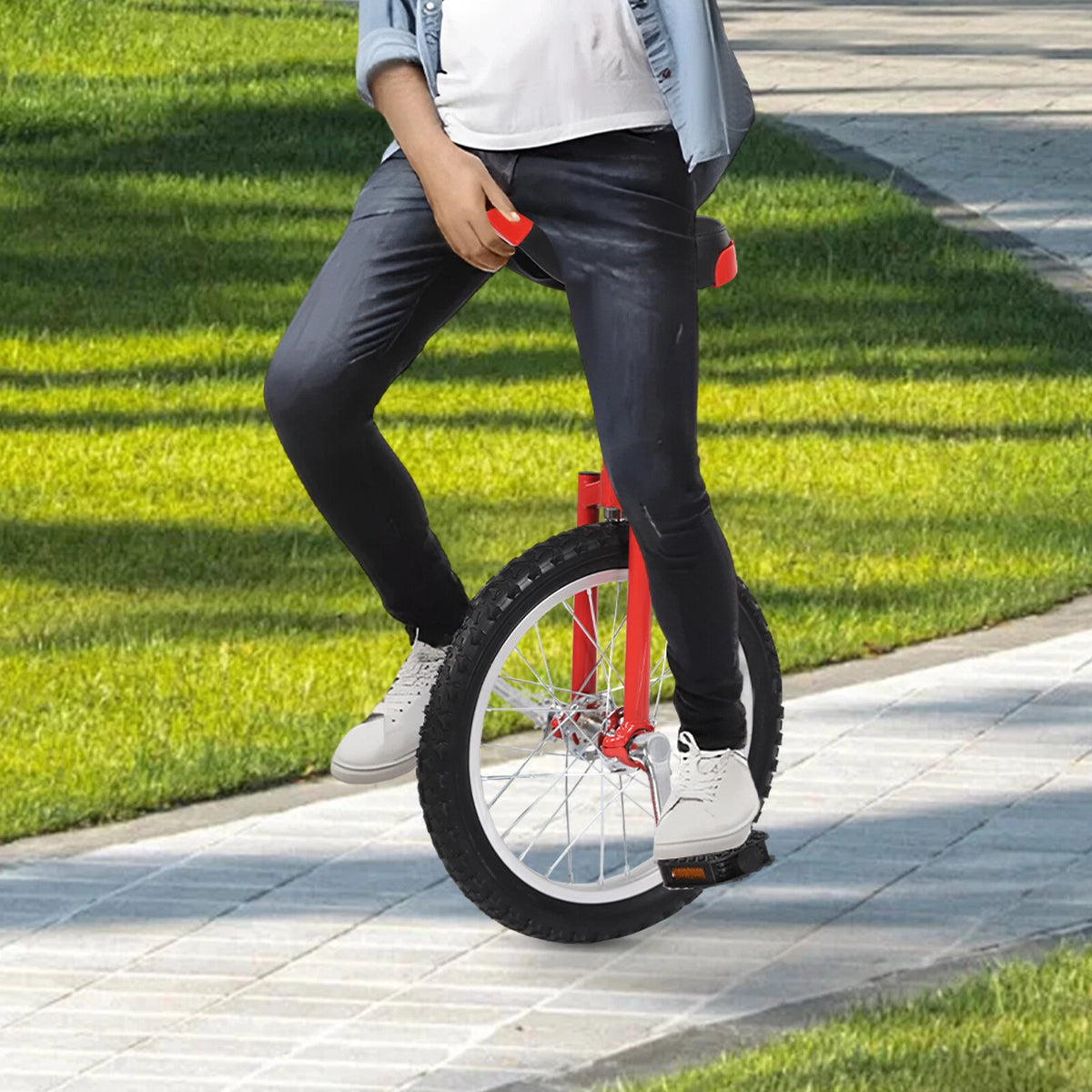 16" Unicycle for Adults Kids - Adjustable Balance Exercise Bike