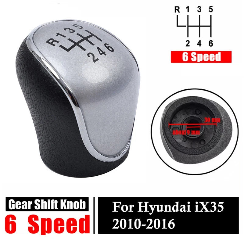 6 Speed Manual Gear Shift Knob for Hyundai iX35 (2010–2016) Silver
