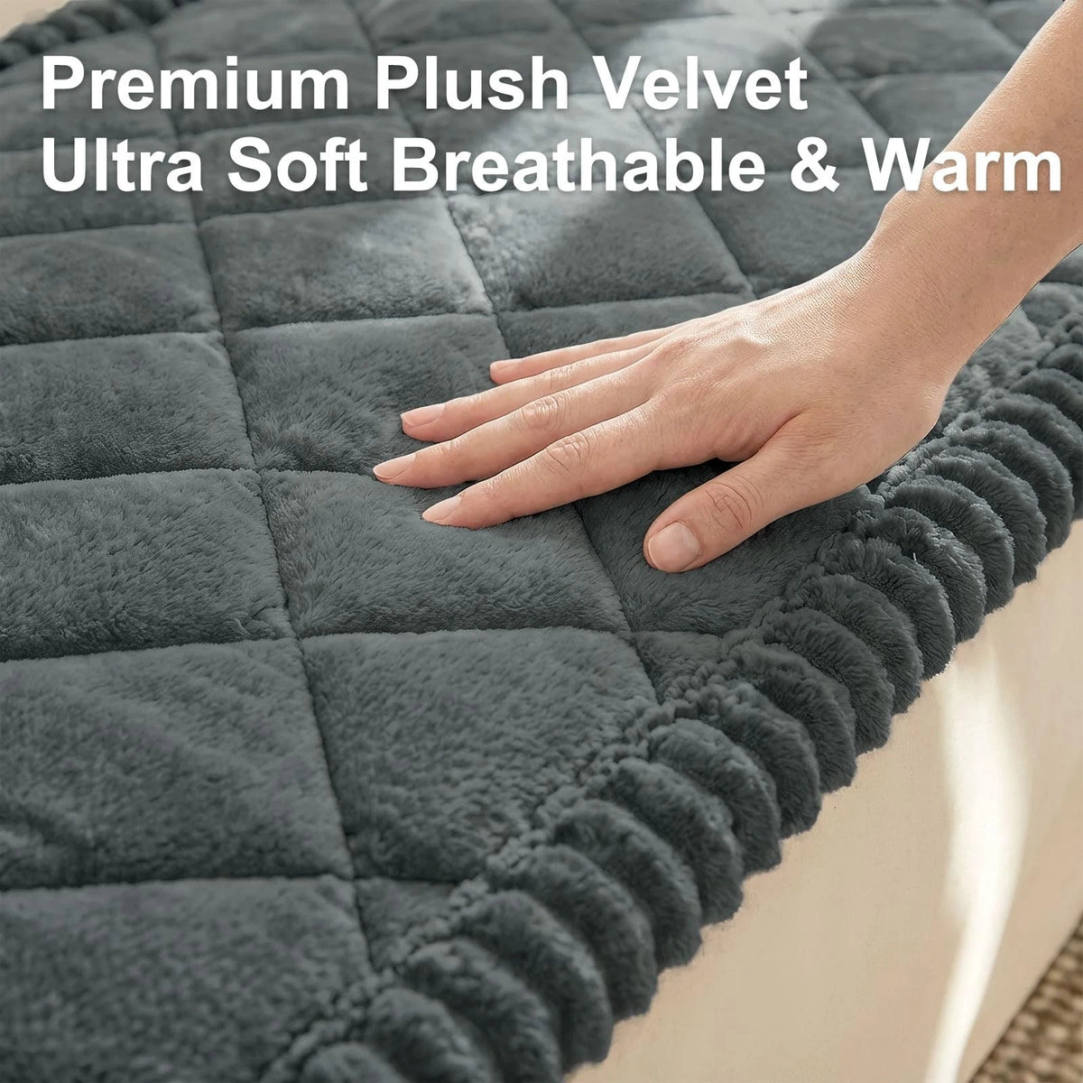 Fuzzy Couch Cover for Dogs 27.6" x 70.9" Non-Slip Washable Dark Grey
