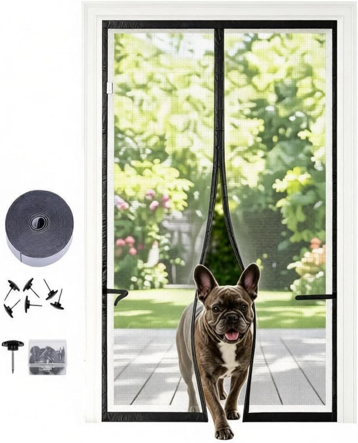 Magnetic Mesh Screen Door Curtain 38" W x 81" H for Summer