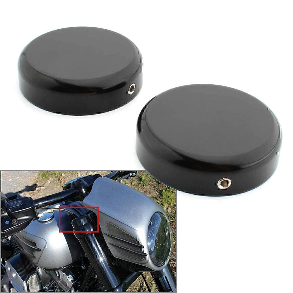 Gloss Black Upper Fork Caps for Harley Softail Street Bob (2018–2020)