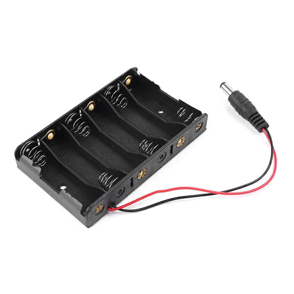 6 x AA 9V Battery Holder Box with DC 5.52.1mm Plug for Arduino