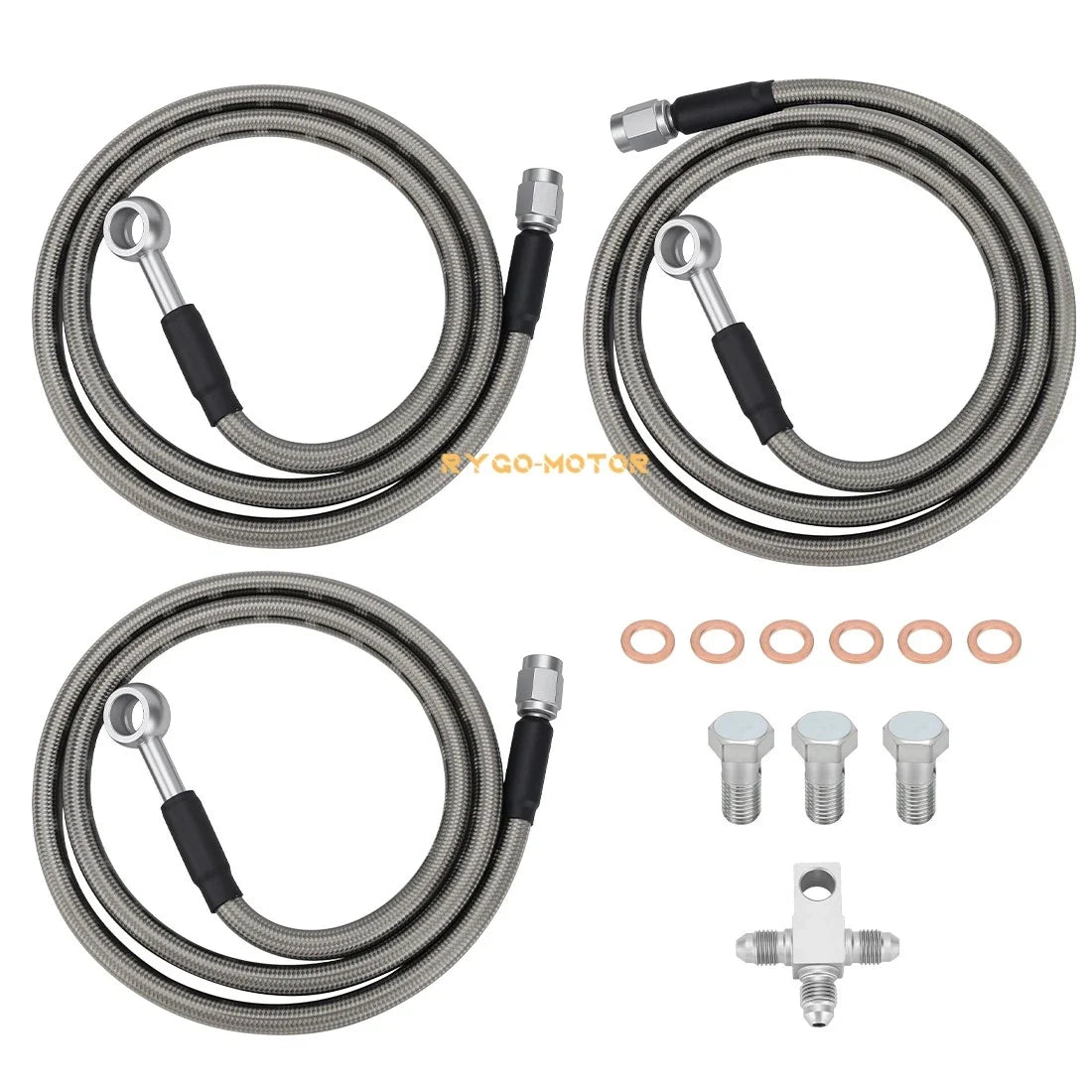 3 Stainless Braided Brake Lines Kit for Suzuki Quadsport Z400 (2003–2008)