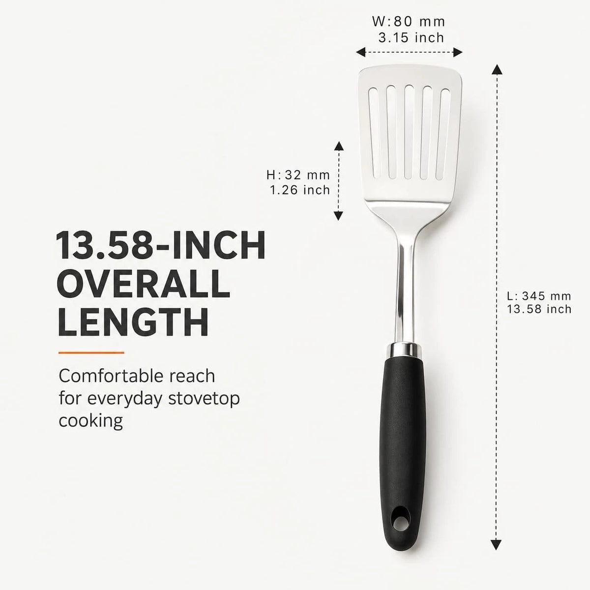 Stainless Steel Slotted Turner Spatula for Cast Iron Cookware