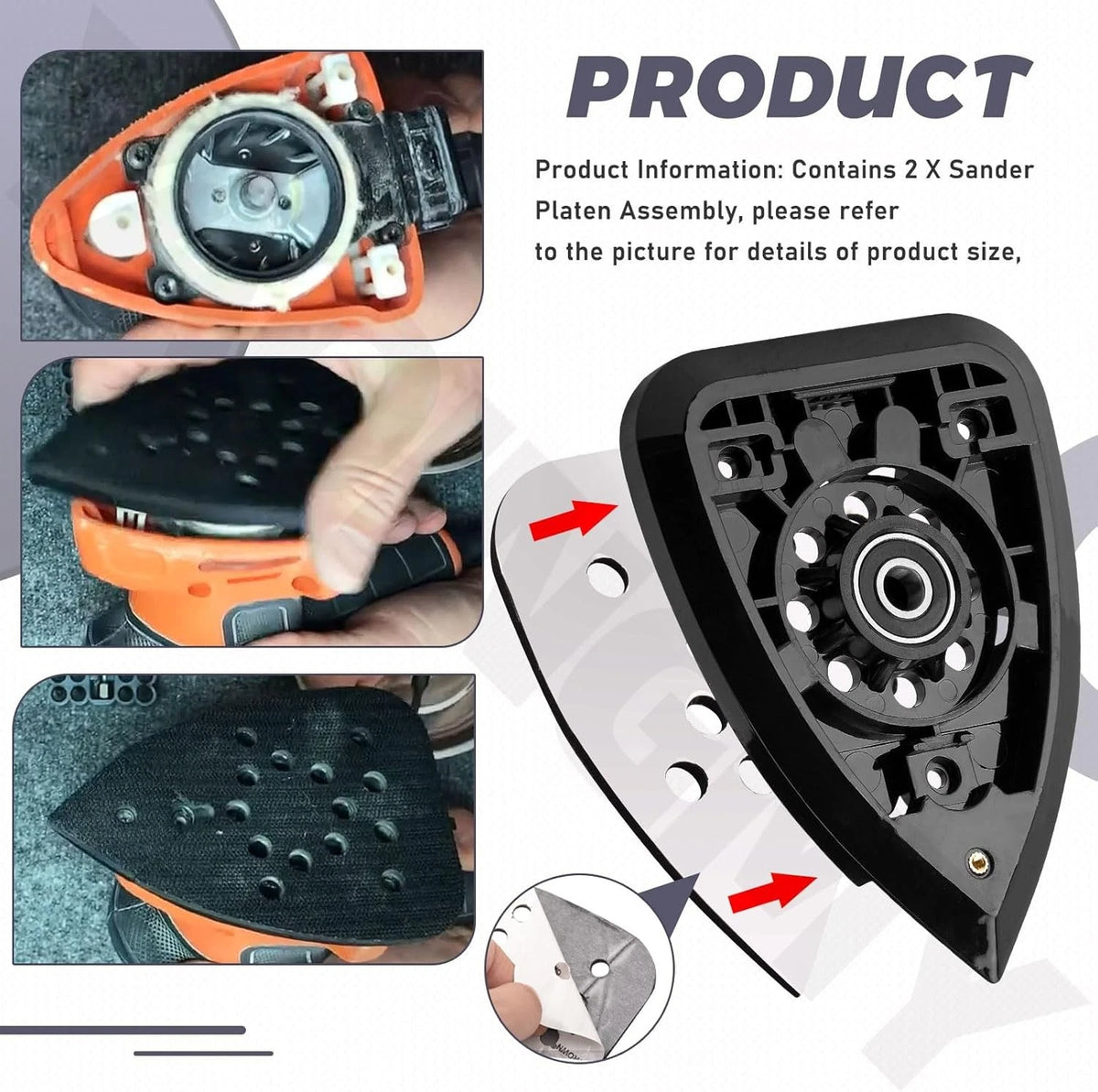 2 Pack Sander Platen Assembly for Black & Decker BDCMS20B BDEMS600
