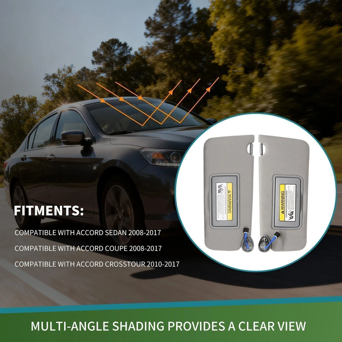 Set of 2 Grey Sun Visors for Compatible Vehicles
