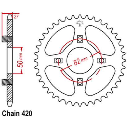 36 Tooth Rear Steel Sprocket for Honda ATC70 (1978–1985) JTR256.36