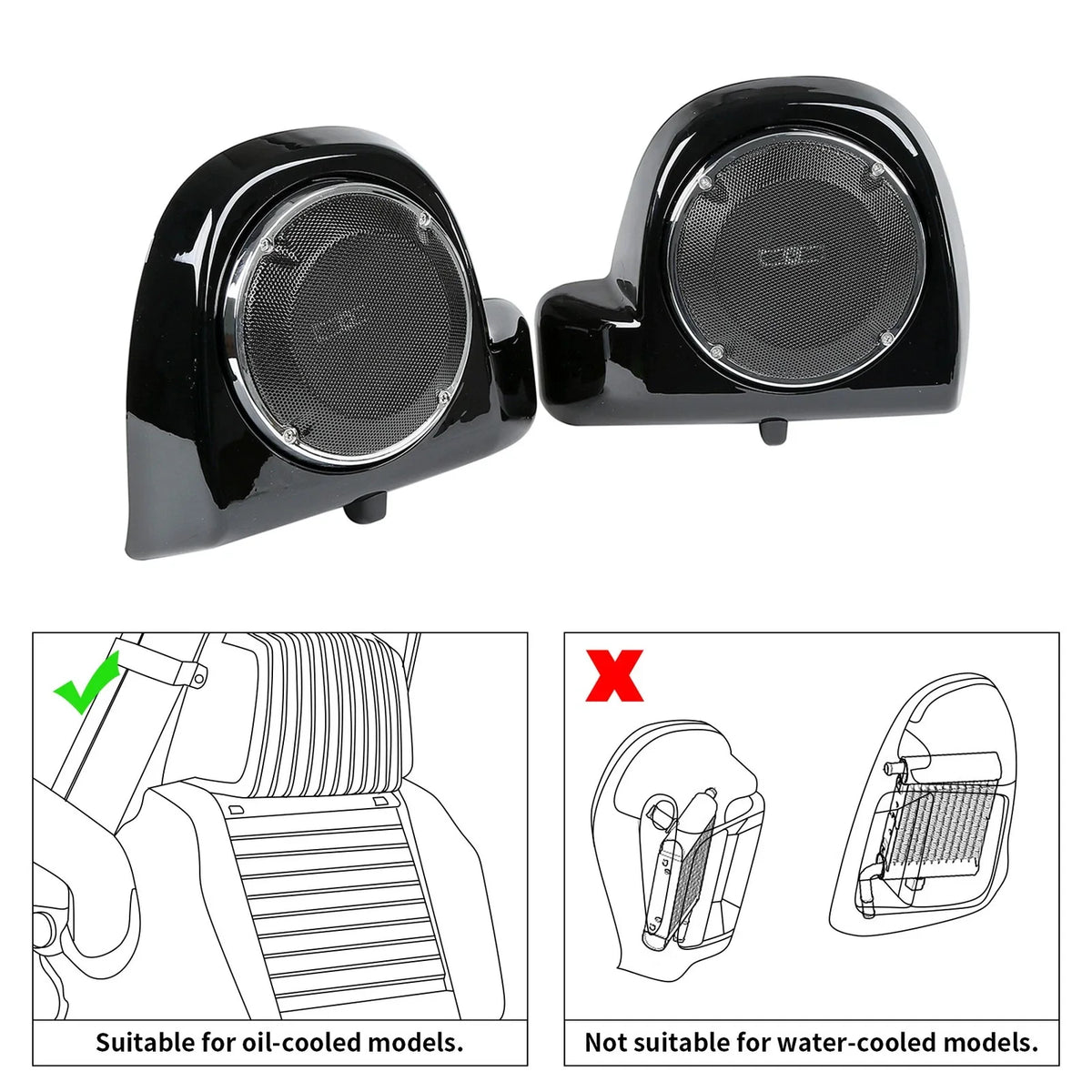 6.5" Lower Vented Fairing Pods with Speaker & Grills for Harley Touring (2014–2023)