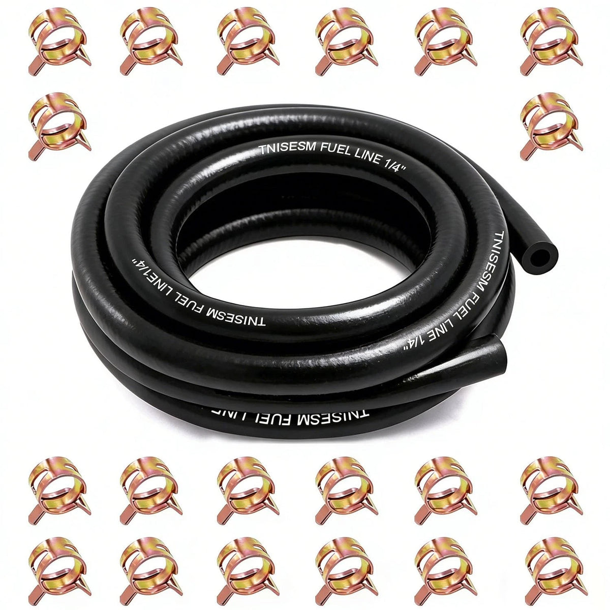 1/4 Inch ID Fuel Line Hose 10 Feet with 20 Clamps for Universal Use