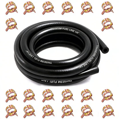 1/4 Inch ID Fuel Line Hose 10 Feet with 20 Clamps for Universal Use