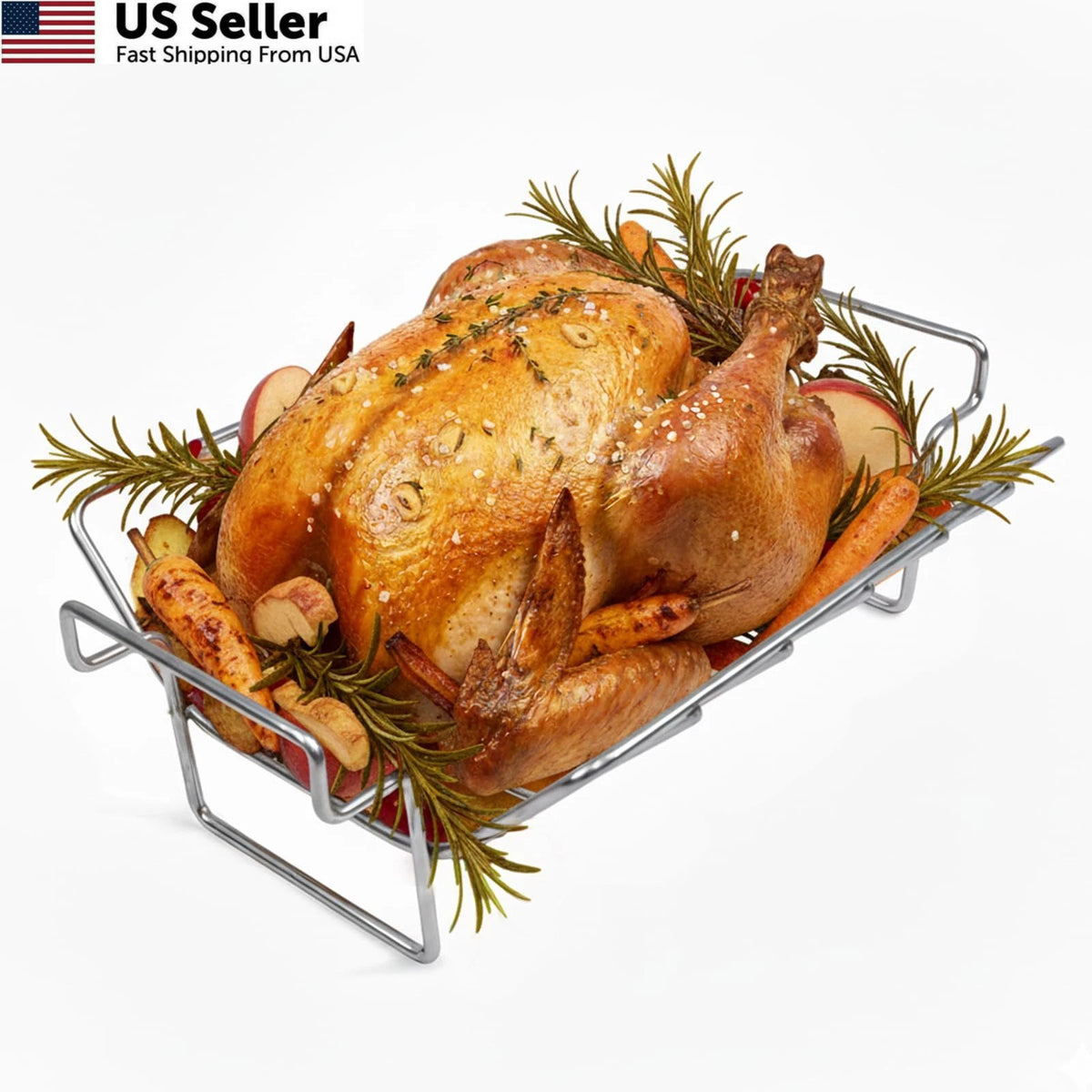 Turkey Roasting Rack for Smoking and Grilling (Stainless Steel)