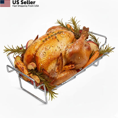 Turkey Roasting Rack for Smoking and Grilling (Stainless Steel)