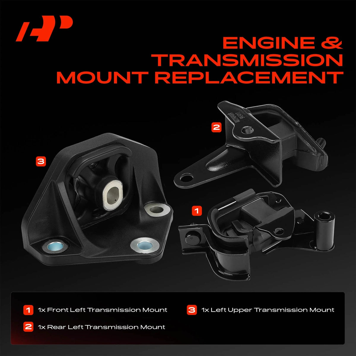 3X Engine Transmission Mount for Honda Accord (2003–2007) 50870SDBA02, 50870SEPA01, 50860SDPA10
