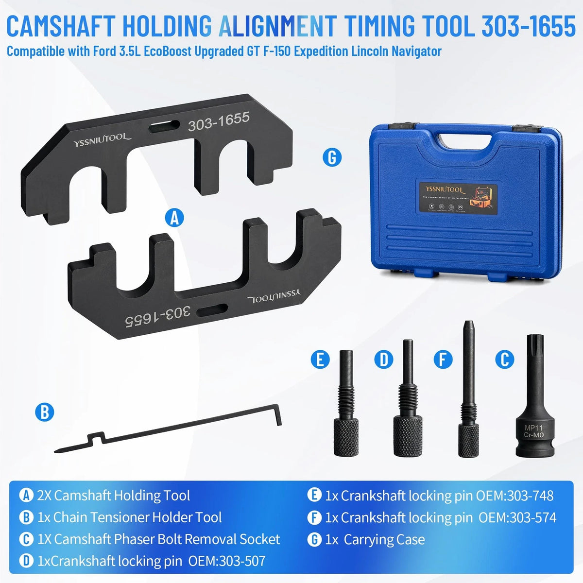 7-Piece Camshaft Holding Tool for YSSNIUTOOL (303-1655)