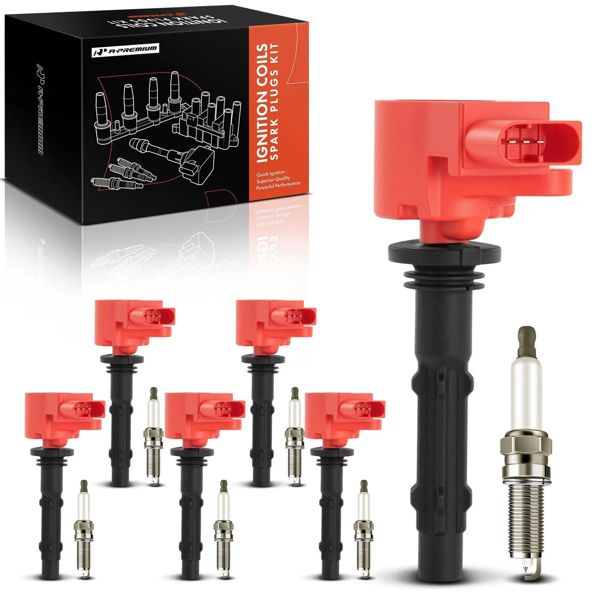 Set of 6 Ignition Coils & 6 Iridium Spark Plugs for Mercedes-Benz W203/W204 (2000–2010)