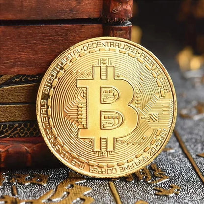 10 Pcs Commemorative Gold Plated Bitcoin Coins Collectible