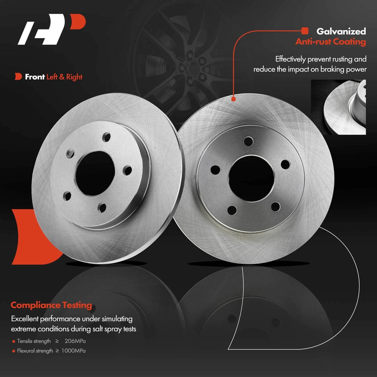 A-Premium 2X Rear Rotor & Brake Pad + Calipers for Buick LaCrosse (R-55085, P-999)