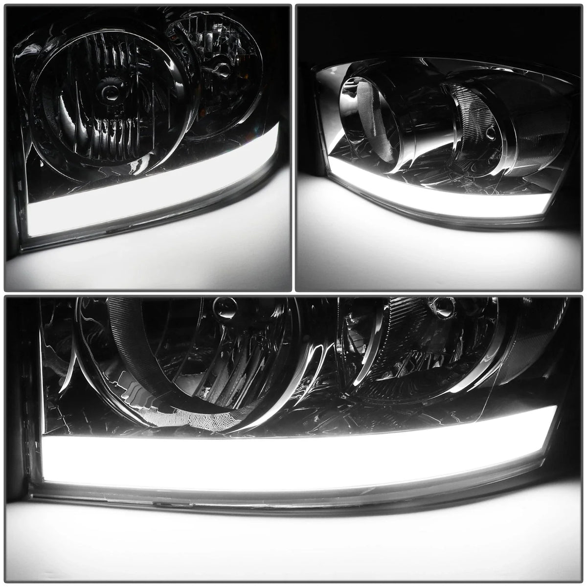 LED DRL Headlight for Dodge Ram Pickup (2006–2009) Smoked Housing