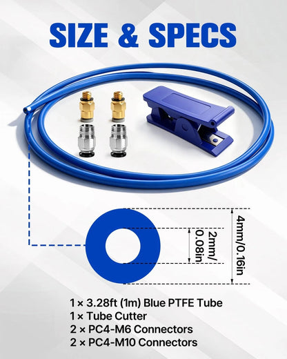 Bowden Tube Kit for 1.75mm Filament (PC4-M6/PC4-M10)