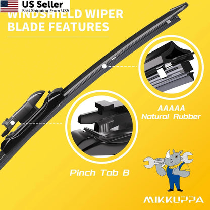 Set of 2 Wiper Blades for MIKKUPPA 22" (Fit Pinch Tab)