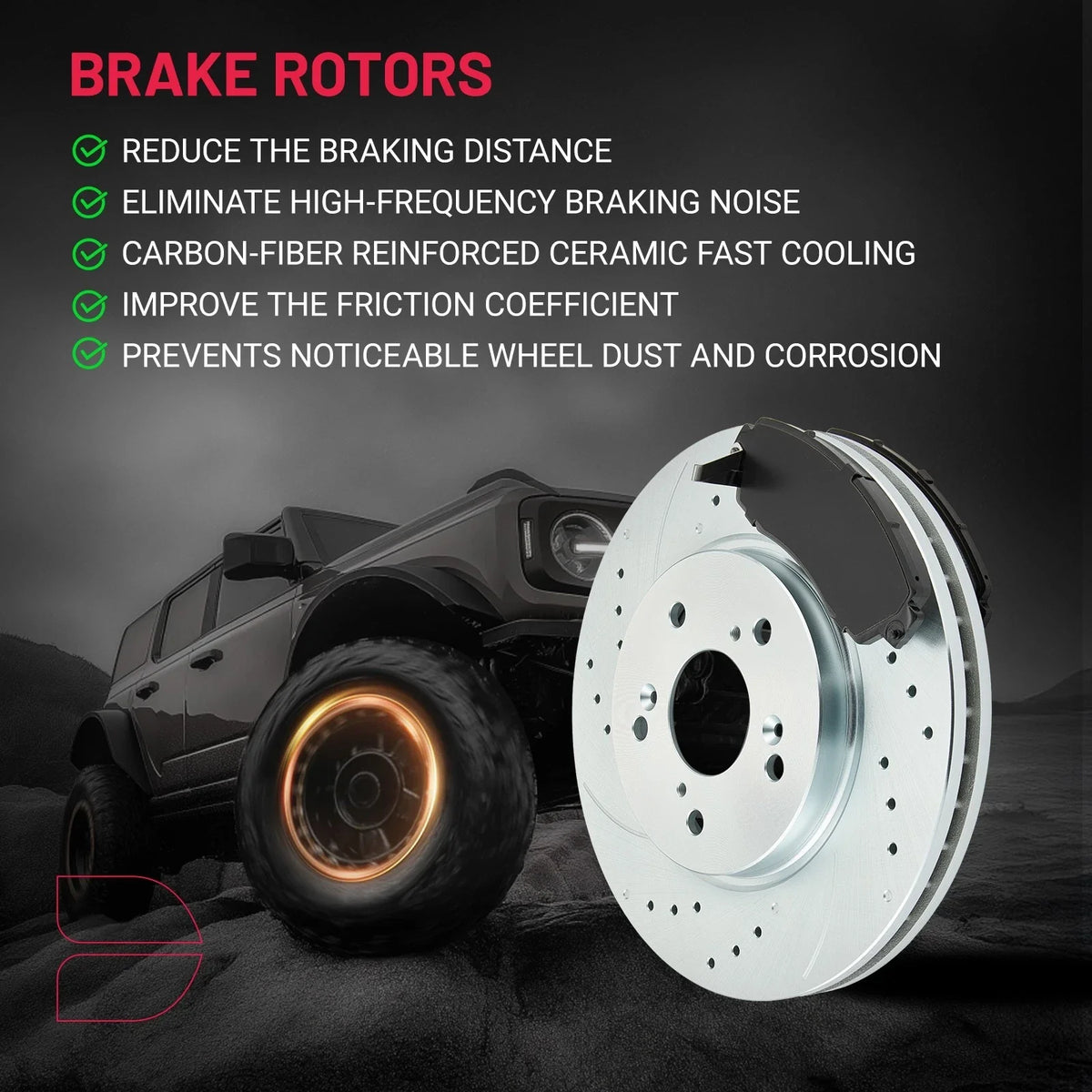 Set of 4 Slotted Rotors & Ceramic Brake Pads for Honda CR-V 2.4L (2012–2016)