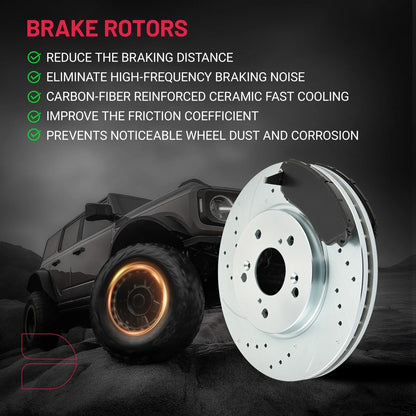 Set of 4 Slotted Rotors & Ceramic Brake Pads for Honda CR-V 2.4L (2012–2016)