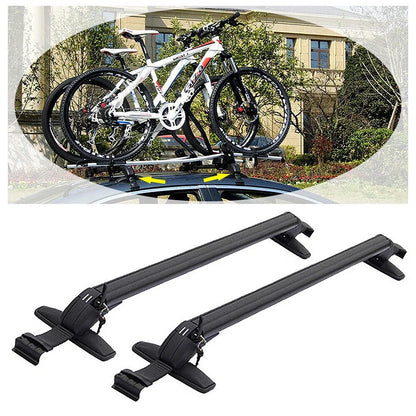 Roof Rail Luggage Rack for Car (110cm, Aluminum, Black, w/ Lock & Key)