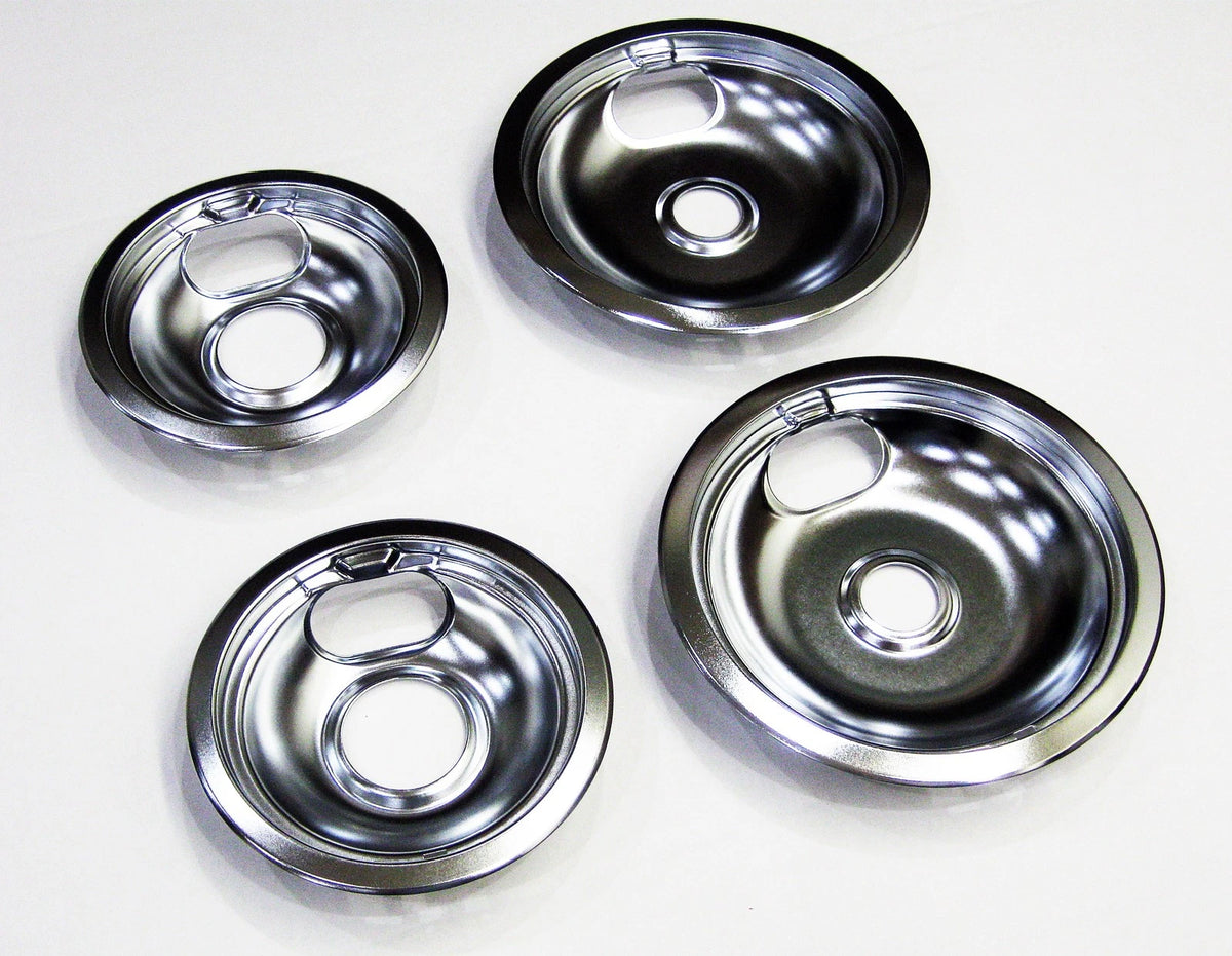 Set of 2 Range Burner Drip Pan Bowl Bibs for GE Chrome WB32X107 WB32X106