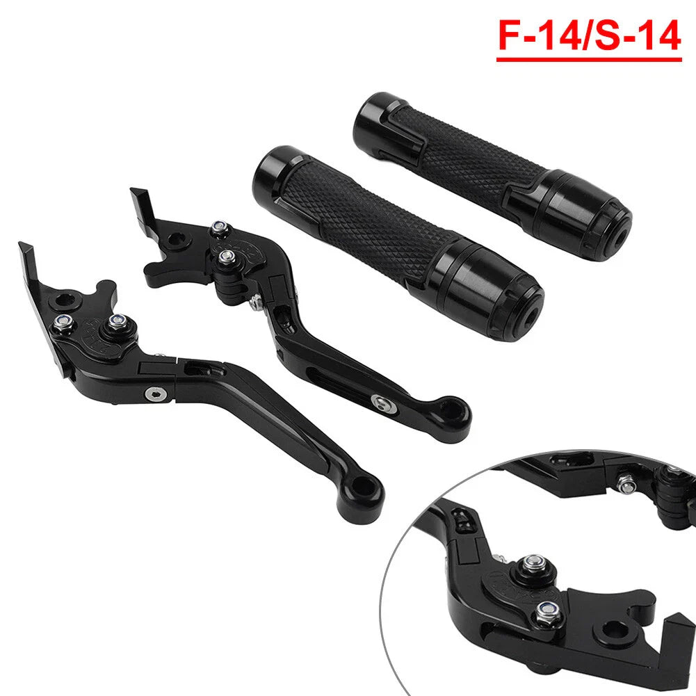 Black Extendable Brake Clutch Levers Grips Set for Suzuki DL1000 (2002-2023)