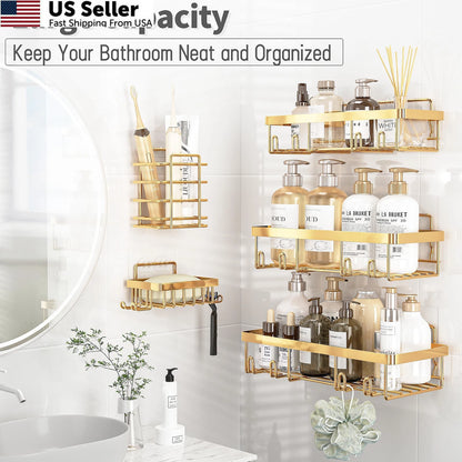 5 Pack Shower Caddy Organizer Rack Shelf - Gold