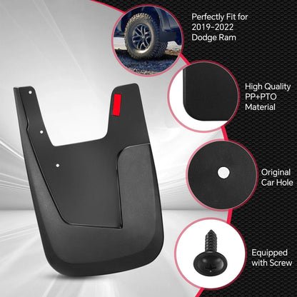 4pc Front & Rear Mud Guards for 2019–2023 Ram 1500 (No OEM Fender Flares)