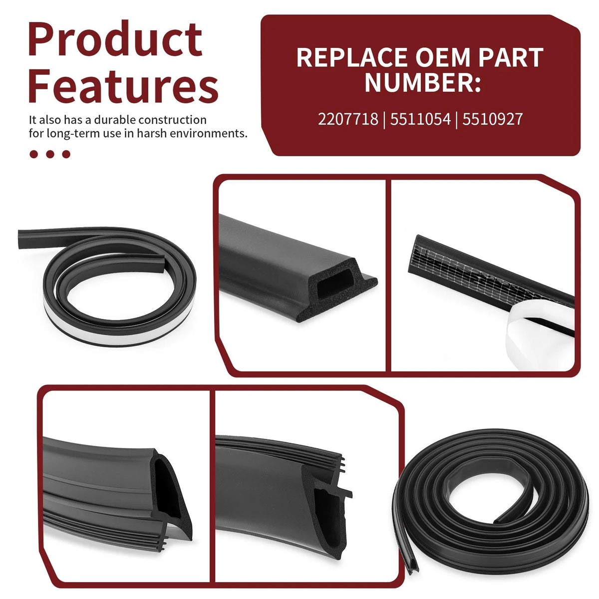 Black Door Seal Kit for Polaris Ranger XP 1000/Northstar XP 1000 (2018–2025)