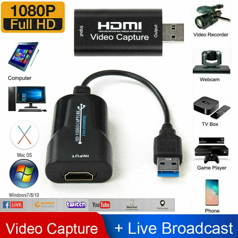 HDMI to USB 3.0 Video Capture Card for Live Streaming (4K 1080P 60fps)