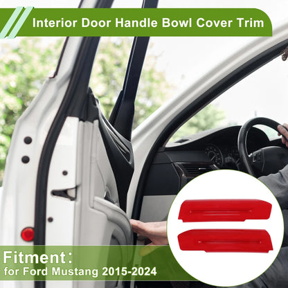 Interior Door Handle Bowl Cover Trim for Ford Mustang (2015–2024) Red