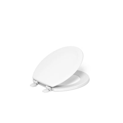 Round Toilet Seat for Standard Toilets (White Color Matched Hinges)