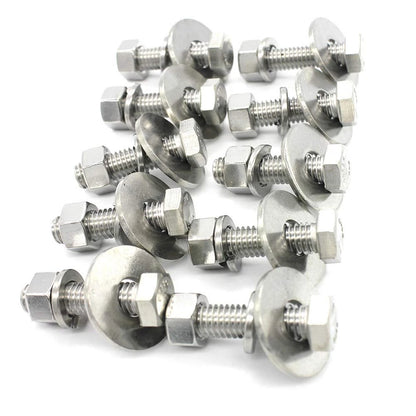 Set of 10 Stainless Steel Hex Head Screws Bolts Nuts for Automotive Use