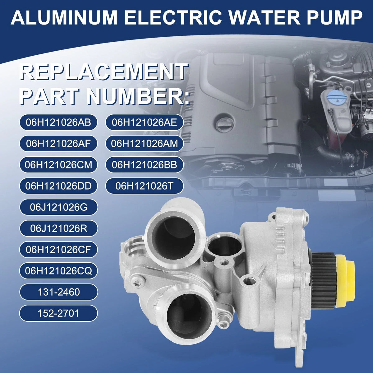 Aluminum Water Pump for Audi A3 A4 TT VW Tiguan Jetta Golf GTI Eos Beetle CC (2006–2020)