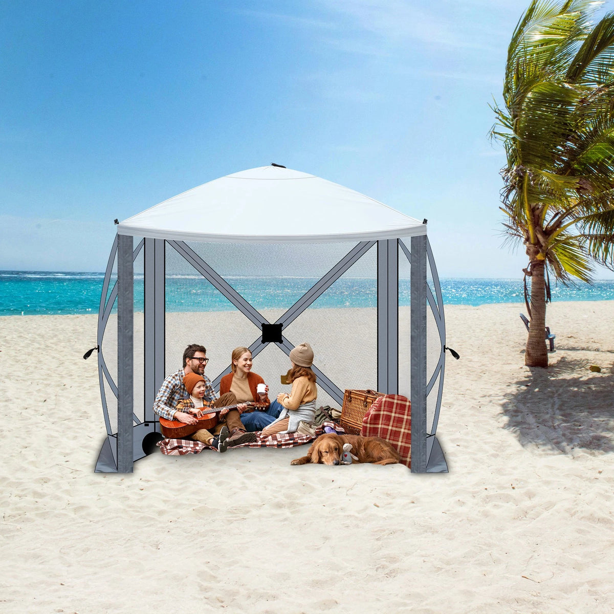 Pop Up Canopy Tent 6.8'x7.2' with Mosquito Netting for Outdoor Use