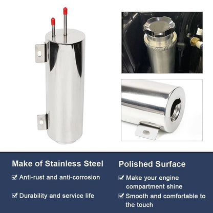 Polished Stainless Steel Radiator Coolant Overflow Catch Tank for