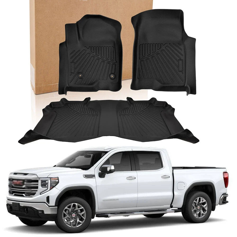 Set of 3 All Weather Floor Mats for GMC Sierra 1500 Crew Cab (2019–2025)