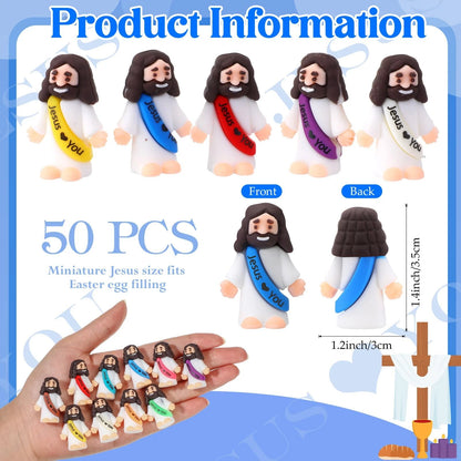 50 Pcs Mini Jesus Figures for (1.2 x 1.4 inches)