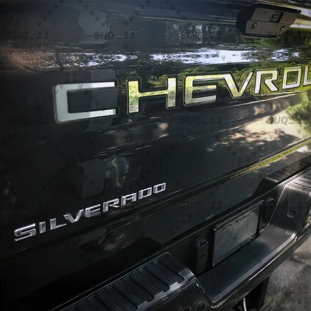 Gloss Chrome Tailgate Raised Letter Emblem for Silverado 1500 2500HD (2019–2026)