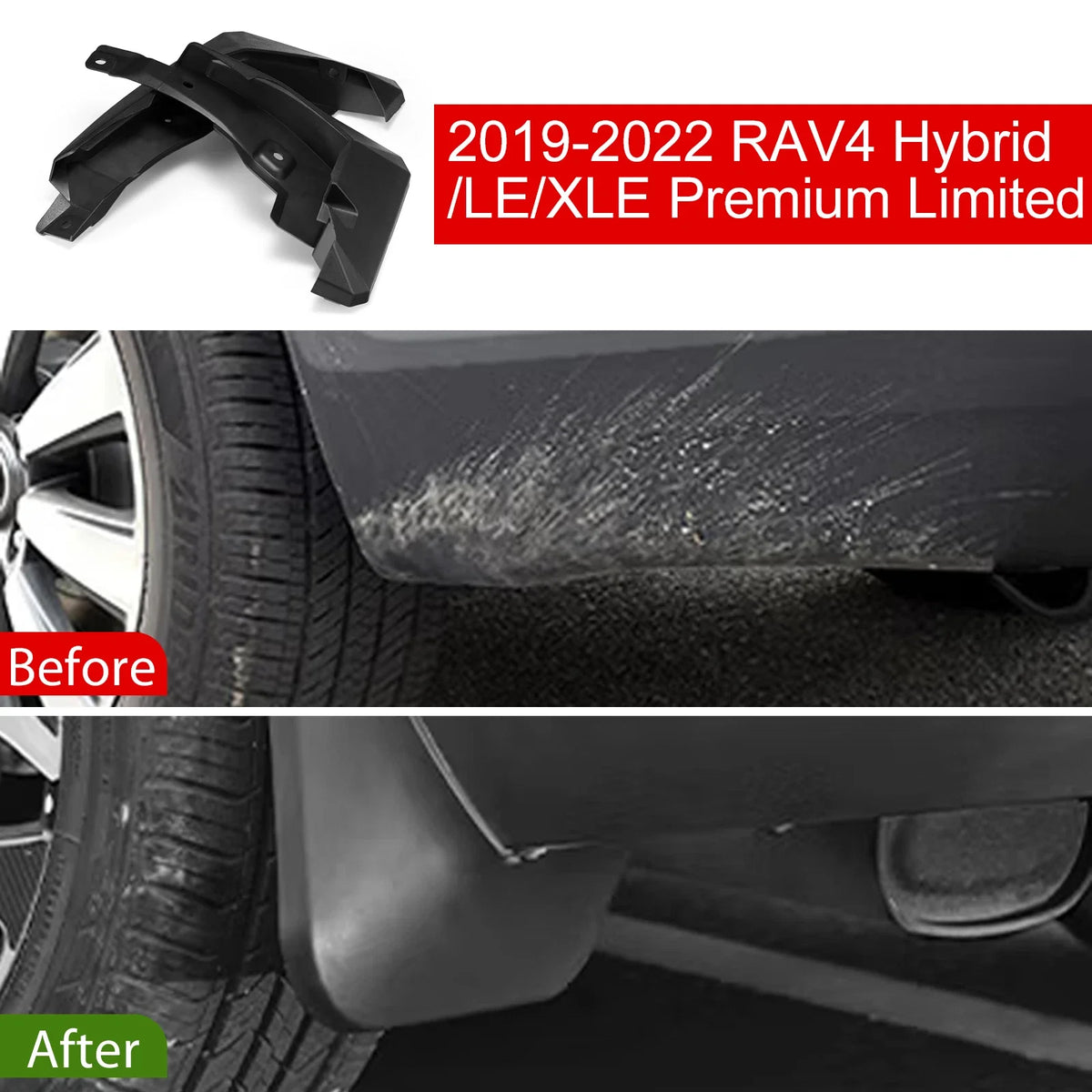 Mud Flaps Splash Guards for Toyota RAV4 2019–2023 (4-Door, 2.5L L4)