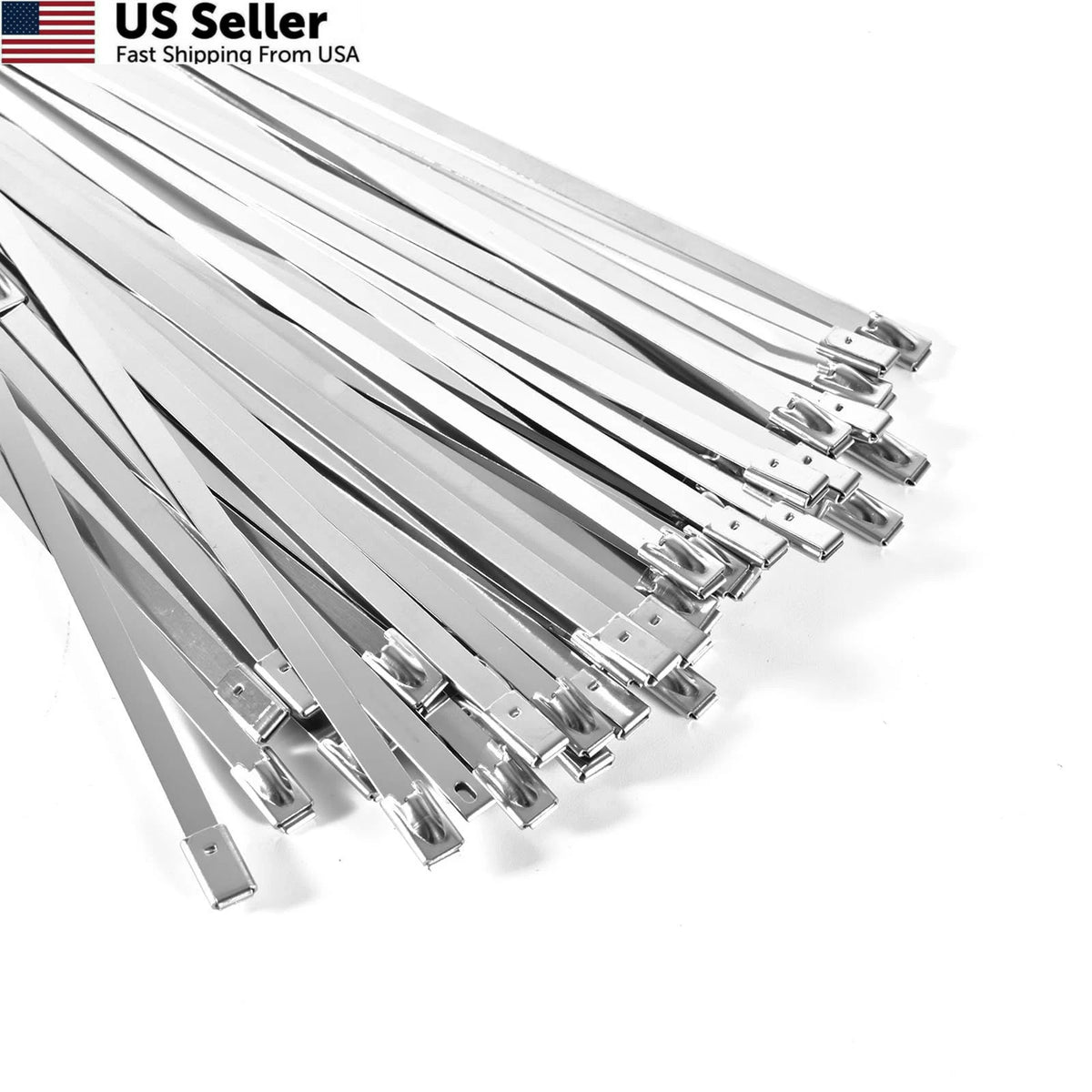 100-Pack Metal Zip Ties 11.8 Inch Heavy Duty 304 Stainless Steel