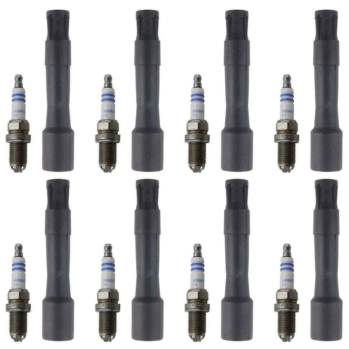 Set of 8 Platinum Spark Plugs & NGK Coil Boots for Range Rover X5 (2000–2006)